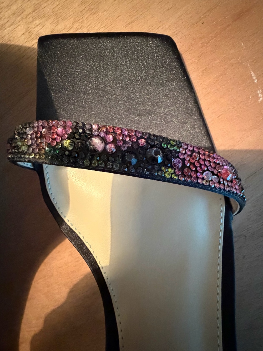 Betsey Johnson Black Slingback Sandal with Multicolor Crystal Accents - Picture 2 of 6